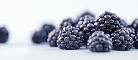 Wall Mural - Close-up of Fresh Blackberries on a Light Background