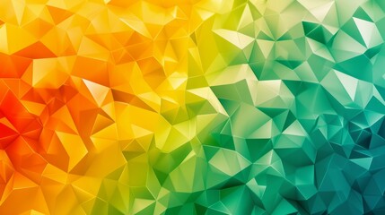 Wall Mural - Vibrant abstract polygonal background in shades of green, yellow, and orange with geometric triangular shapes and low poly design – perfect for modern website backdrops, digital art, and graphic desig