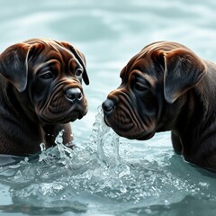 Wall Mural - Chien qui prend un bain de boue : cane corso cane corso puppies Ultra realistic Photorealistic 