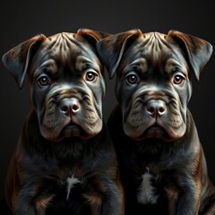 Wall Mural - Two of the breed cane corso puppy cane corso puppies Ultra realistic Photorealistic 