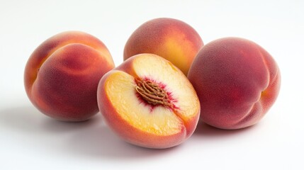 Wall Mural - Peaches on White Background