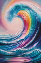 Wall Mural - Rainbow Iridescent Abstract Wave