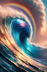Wall Mural - Smokey Iridescent Abstract Wave