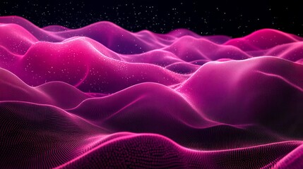 Sticker - Abstract pink waves with sparkle against a dark background