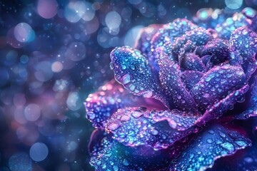 Poster - A beautiful 3D illustration of a black rose with a subtle glow on the petals.