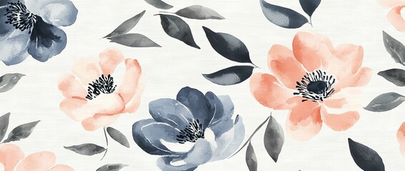 Aufkleber - Vintage inspired invitation with floral pattern on natural art banner. Abstract art background with watercolor texture.