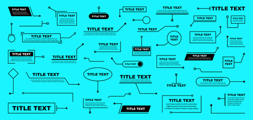 Сallouts titles set. Futuristic callouts template HUD. Digital line text frame boxes.  Set of templates titles text frame for advertising, presentation and modern banners. Vector elements.