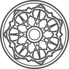 Poster - round monogram template. abstract ornament. black line pattern