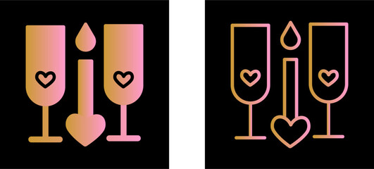 Poster - Two Glasses Romantic Vector Icon