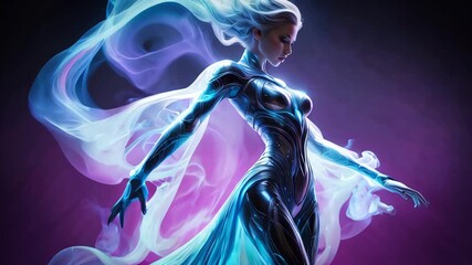Wall Mural - An ethereal young woman figure surrounded by smoke