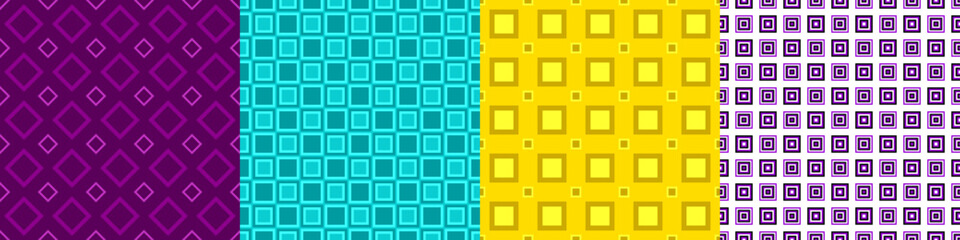 Poster - Seamless geometric threetone pattern set