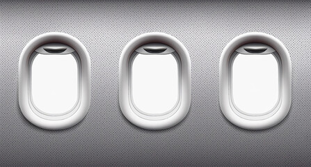 open and ajar plane window view from inside. Realistic 3d vector illustration 