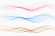 © lesikvit - Set of abstract colorful transparent smoke waves, wavy curve design.