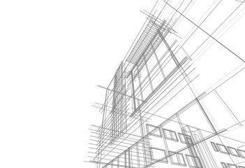 Wall Mural - House concept sketch architectural drawing 3d illustration