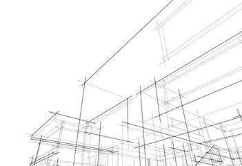 Poster - House concept sketch architectural drawing 3d illustration