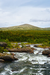 Wall Mural - Einunna River by Klemetbrua Bridge from Einunndalen Valley, Norway's longest summer farm valley or 