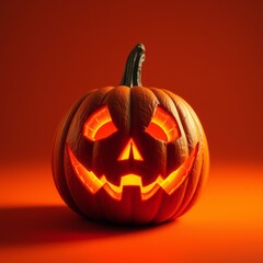 Real jack o lantern for halloween on orange background - generative ai backgrounds for halloween Illustration 