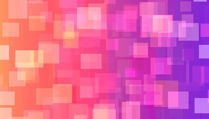 Poster - Geometric Squares Gradient Background with Pink and Orange Colors. Digital Grid Banner