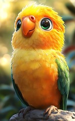 Poster - cartoon parrot with bright feathers