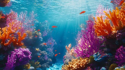 Wall Mural - underwater with coral and fish