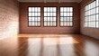 © Alice a. - A large room with three windows and a brick wall