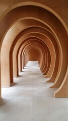 Fototapete - The corridor features a series of beautifully crafted archways that create an intriguing perspective throughout the space