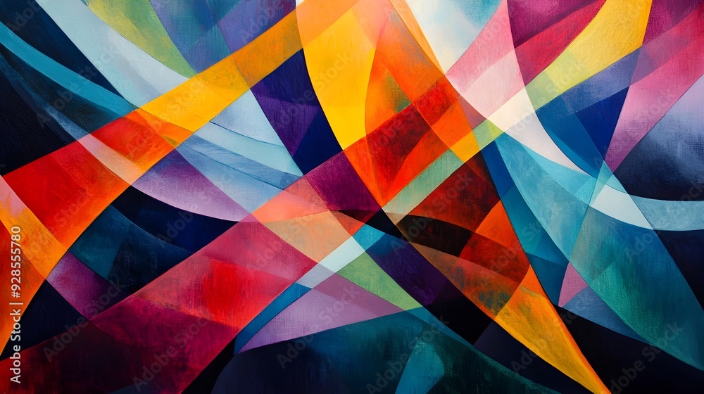 Vibrant Intersecting Hues in Mesmerizing Geometric Pattern with Expressionistic Technique