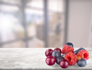 Wall Mural - Group of ripe fresh different berries