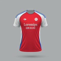 Sticker - 3d realistic soccer jersey in Arsenal style, football shirt template 2024