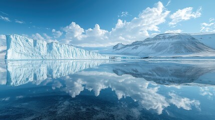 Wall Mural - Stunning Arctic Landscape with Majestic Iceberg Reflections in Pristine Blue Waters Under a Clear Sky , Landscape Iceland