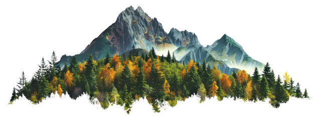 Sticker - PNG Vibrant mountain forest landscape art