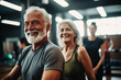 © Tetiana - Beautiful elderly people attending gym having healthy lifestyle way of life, modern indoors sports space, Generative AI
