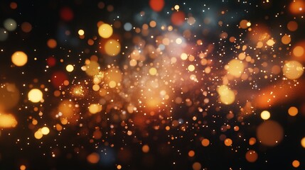 Poster - colorful bokeh lights shining against a dark background during a festive celebration