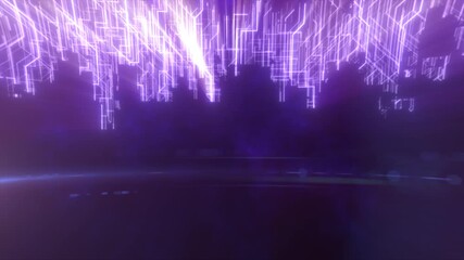 Poster - Abstract glowing energy futuristic purple hi-tech abstract background made of lines and computer stripes. Video 4k