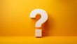 © hardvicore - Question mark on yellow background. 3D rendering. FAQ and QA. Problem solution.