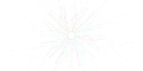 Poster - Abstract technology background with radial lines extending from the center on a white background. Concept of technology and connectivity. 3D Rendering