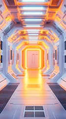 Wall Mural - Science fiction corridor with high tech elements