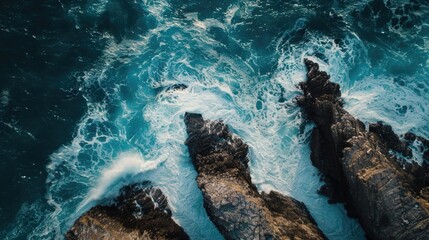Wall Mural - two large rocks in a lake or sea