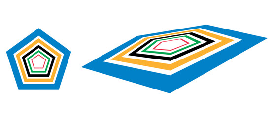 Aufkleber - Abstract background with color pentagons. Art design logo or icon. Red, Green, Black, Yellow and Blue colors.