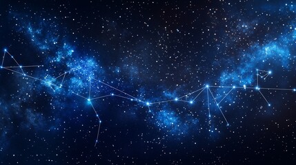 Wall Mural - night sky filled with bright stars and constellations against a deep blue backdrop