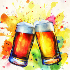 Poster - Stylized_image_of_beer_glasses_clinking_together