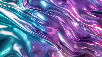 Wall Mural - metallic abstract waves in purple and teal tones, perfect for modern and dynamic visual designs.