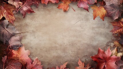 Sticker - A picture of a frame made out of autumn leaves on the ground, AI