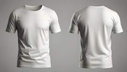 White blank t-shirt mockup. t-shirt front and back side. male t shirt template. Generative Ai	