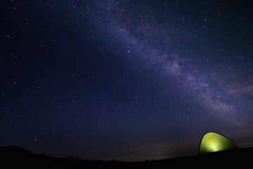 Camping in the Alps with stunning view of the Milky way