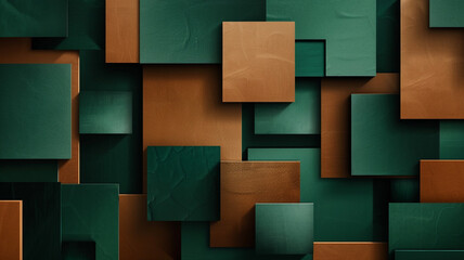 Wall Mural - Modern abstract background with dark green and brown color geometric shapes