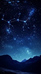 Wall Mural - night sky filled with stars illuminating the mountain landscape