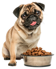 Poster - PNG  Cute pug with dog food