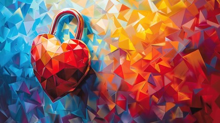 Heart Shaped Lock On Triangular Background.