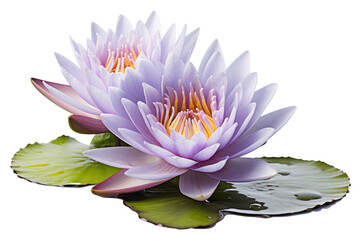 Canvas Print - PNG  Elegant water lilies on leaves